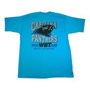 Vintage 90s NFL Carolina Panthers Blue‎ T Shirt Adult XL Single Stitch WBT READ
